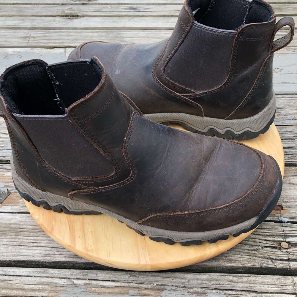 Duluth Trading Co Wild Boar Leather Pull On Hiking Boots Mens 9 M Brown Chelsea